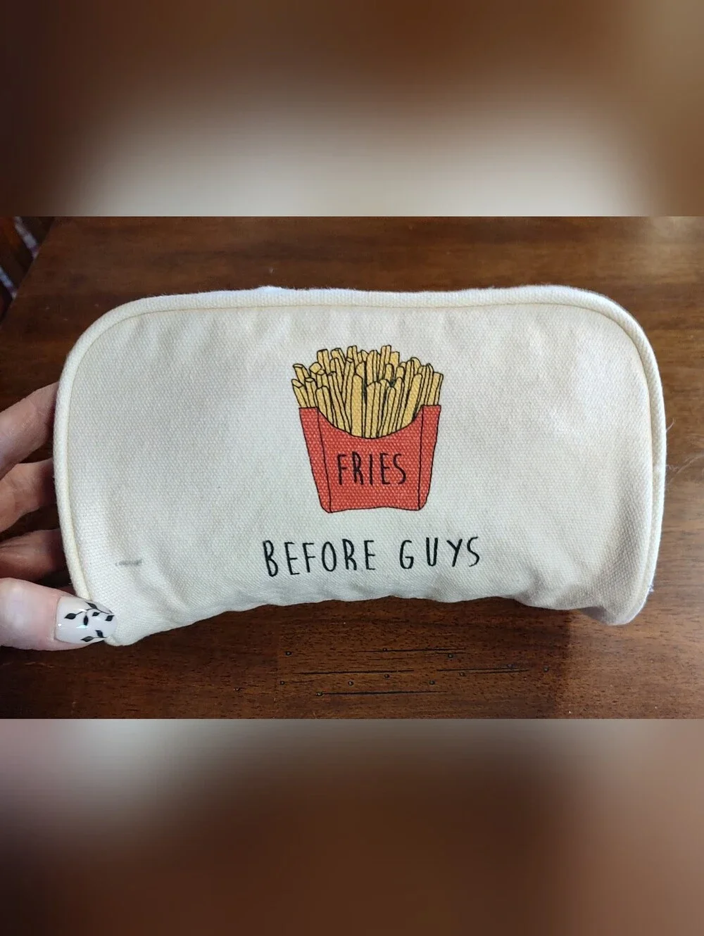 Canvas Fries Print Cosmetic Pouch